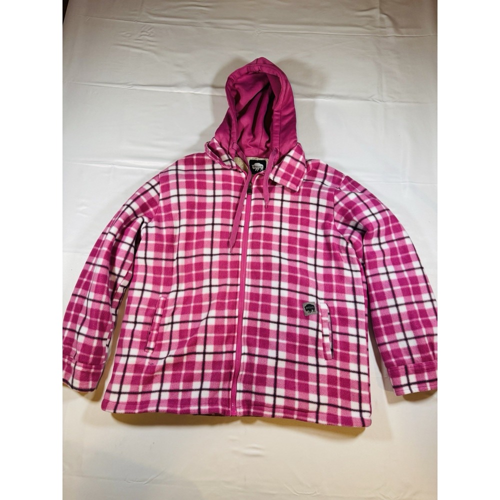 Buffalo Outdoors Women's  Sherpa Lined Fleece Size XL Pink Plaid Pockets Hood